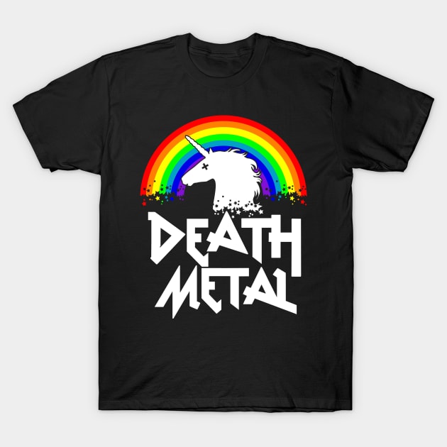 Death Metal Unicorn Funny Rocker Festival Horns Hand Music Metal T-Shirt by CheesyB